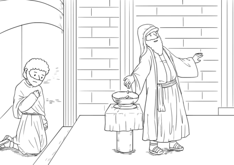 Luke 18 9 10 Two Prayers Coloring Page